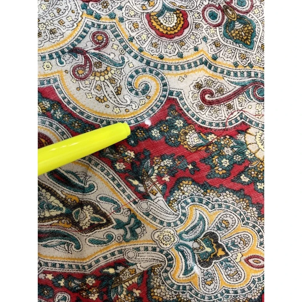Vintage 100% Wool Paisley Scarf Red Multi Color Square Made in Japan Fringed